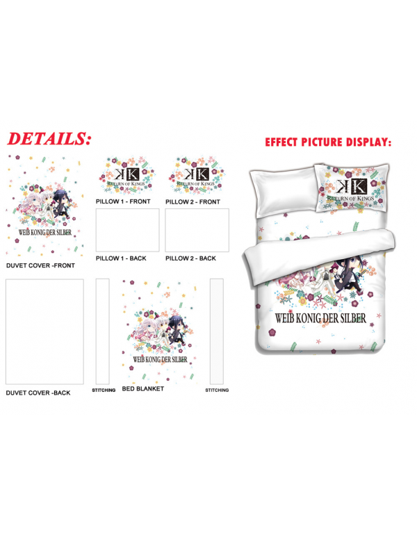 K Project Anime Bettwäsche-Sets, Bettbezug, Bettlaken mit Kissenbezügen