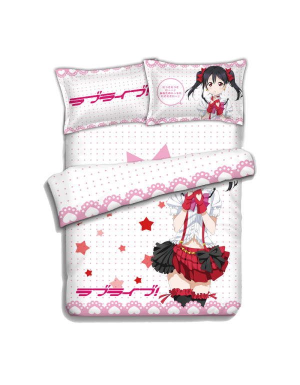 Nico Yazawa - Love Live Anime 4 Pieces Bettwäsche-Sets, Bettlaken Bettbezug mit Kissenbezüge