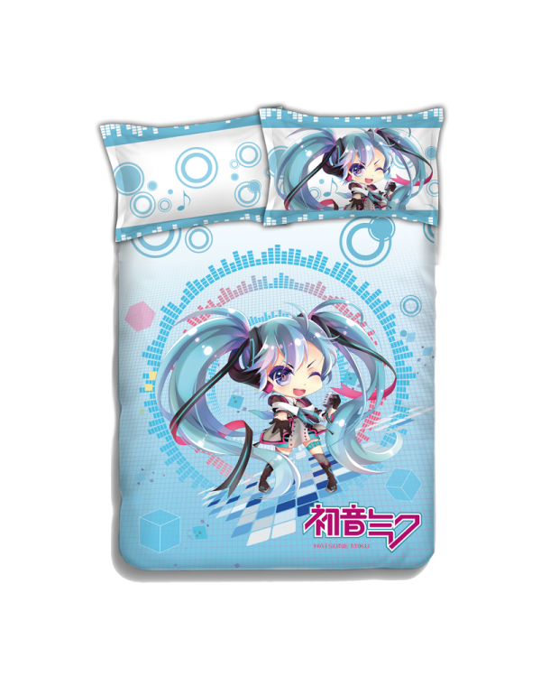 Miku Hatsune - Vocaloid Anime 4 Pieces Bettwäsche-Sets, Bettlaken Bettbezug mit Kissenbezüge