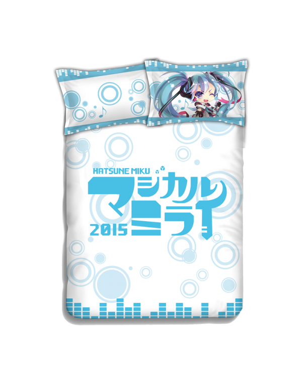 Miku Hatsune - Vocaloid Anime 4 Pieces Bettwäsche-Sets, Bettlaken Bettbezug mit Kissenbezüge