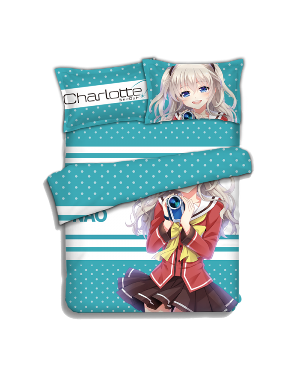 Chalotte Japanese Anime Bettwäsche Duvet Cover with Pillow Covers