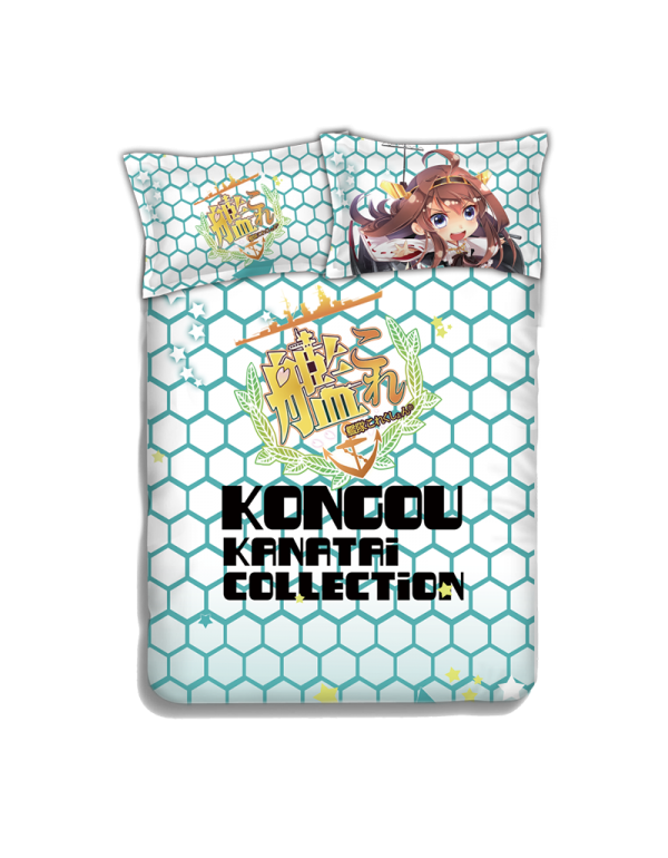 Kongou - Kantai Collection Anime 4 Pieces Bettwäsche-Sets, Bettlaken Bettbezug mit Kissenbezüge