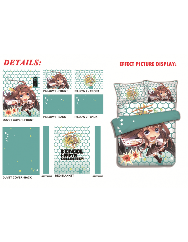 Kongou - Kantai Collection Anime 4 Pieces Bettwäsche-Sets, Bettlaken Bettbezug mit Kissenbezüge