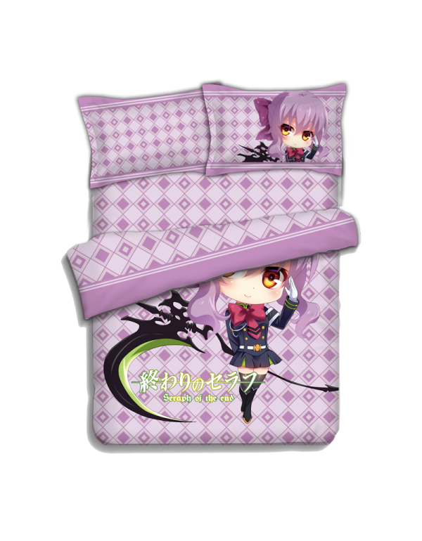 Seraph of the end Anime 4 Pieces Bettwäsche-Sets, Bettlaken Bettbezug mit Kissenbezüge