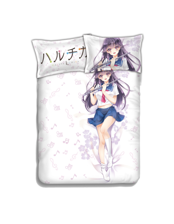 Homura Chika Anime 4 Pieces Bettwäsche-Sets, Bettlaken Bettbezug mit Kissenbezüge