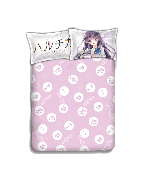 Homura Chika Anime 4 Pieces Bettwäsche-Sets, Bettlaken Bettbezug mit Kissenbezüge