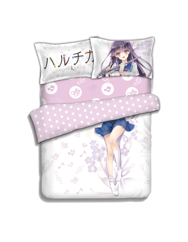 Homura Chika Anime 4 Pieces Bettwäsche-Sets, Bettlaken Bettbezug mit Kissenbezüge