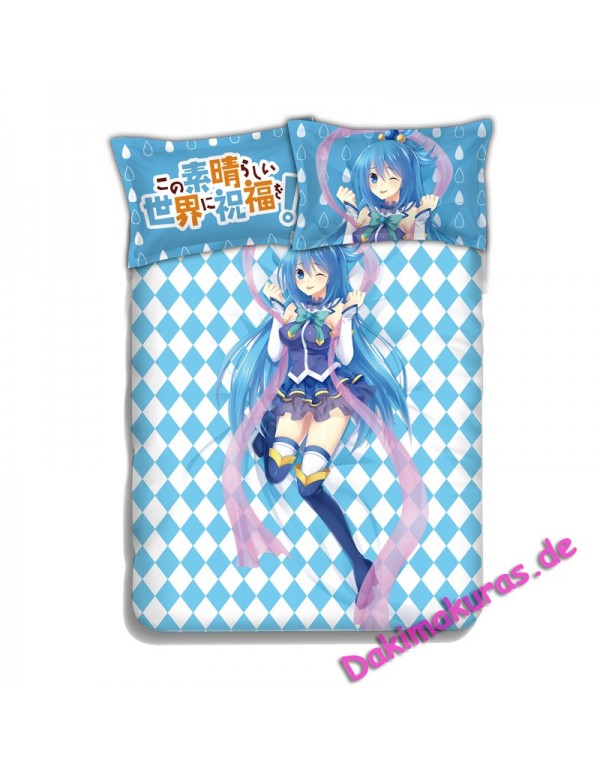 Aqua-KonoSuba Japanese Anime Bettwäsche Duvet Cover with Pillow Covers