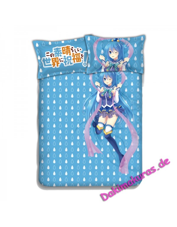 Aqua-KonoSuba Japanese Anime Bettwäsche Duvet Cover with Pillow Covers