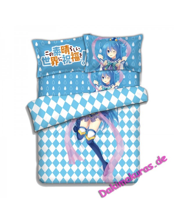 Aqua-KonoSuba Japanese Anime Bettwäsche Duvet Cover with Pillow Covers