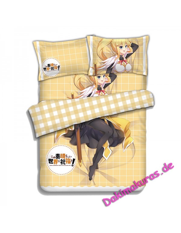 Darkness -KonoSuba Anime 4 Pieces Bettwäsche-Sets, Bettlaken Bettbezug mit Kissenbezüge
