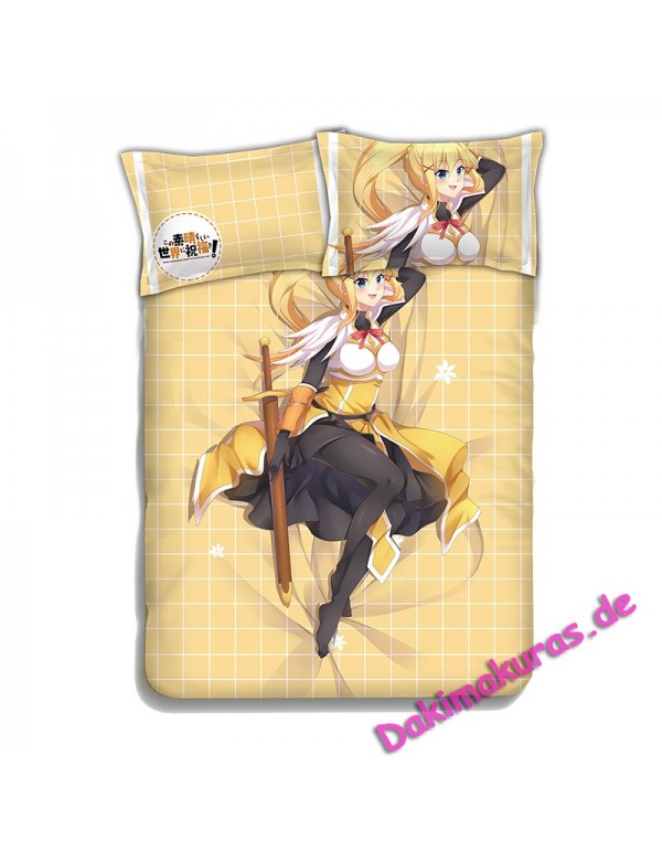 Darkness -KonoSuba Anime 4 Pieces Bettwäsche-Sets, Bettlaken Bettbezug mit Kissenbezüge