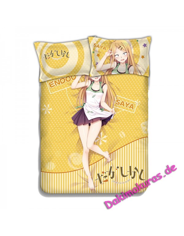 Endou Saya-Dagashi Kashi Anime Bettwäsche-Sets, Bettbezug, Bettlaken mit Kissenbezügen