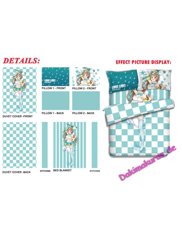 Kotori Minami-Lovelive Anime 4 Pieces Bettwäsche-Sets, Bettlaken Bettbezug mit Kissenbezüge