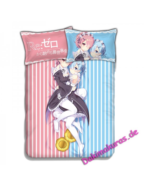 Rem and Ram - Re Zero Anime Bettwäsche Duvet Cover with Pillow Covers