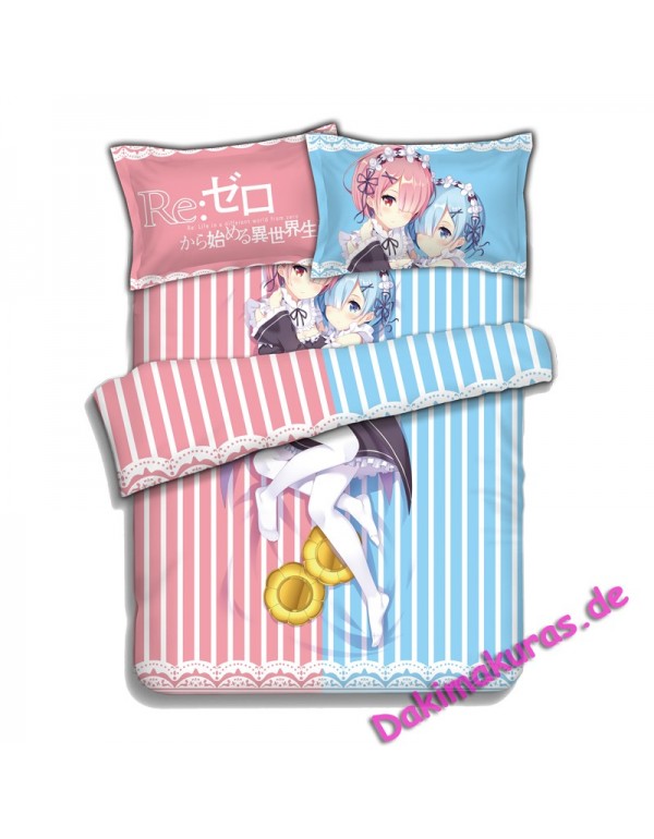 Rem and Ram - Re Zero Anime Bettwäsche Duvet Cover with Pillow Covers