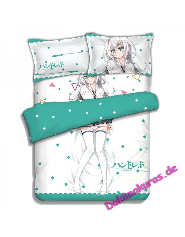 Emilia Hermit-Hundred Anime 4 Pieces Bettwäsche-Sets, Bettlaken Bettbezug mit Kissenbezüge