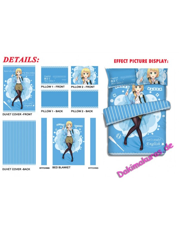 Ellen Baker Japanese Anime Bettlaken Bettbezug mit Kissenbezüge