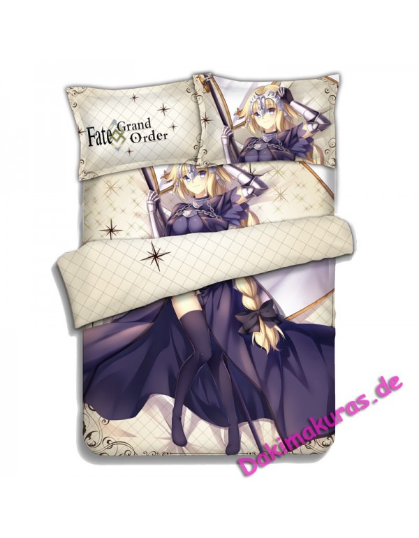 Jeanne Darc - Fate Grand Order Anime 4 Pieces Bettwäsche-Sets, Bettlaken Bettbezug mit Kissenbezüge