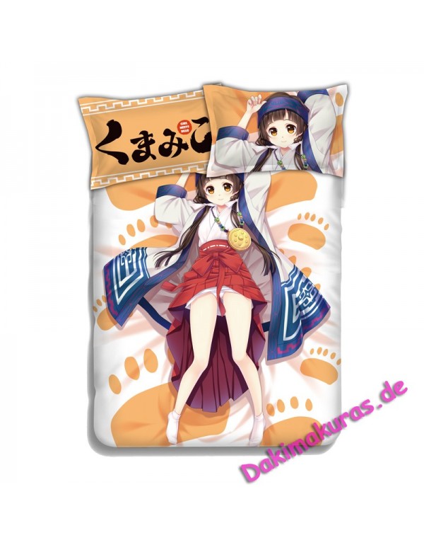 Machi Amayadori - Kuma Miko Girl Meets Bear Anime 4 Pieces Bedding Sets,Bed Sheet Duvet Covers