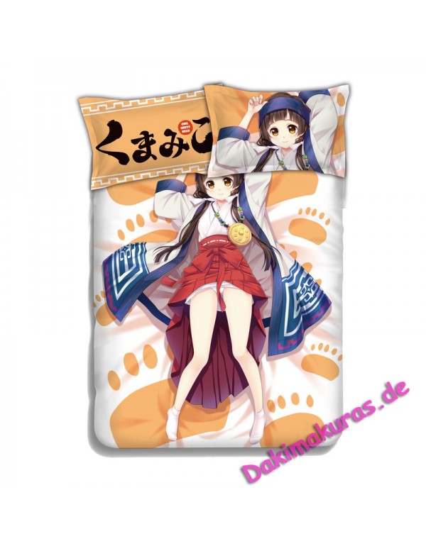 Machi Amayadori - Kuma Miko Girl Meets Bear Anime 4 Pieces Bedding Sets,Bed Sheet Duvet Covers