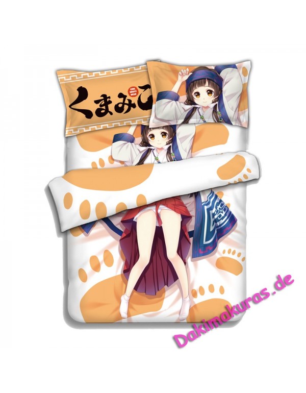 Machi Amayadori - Kuma Miko Girl Meets Bear Anime 4 Pieces Bedding Sets,Bed Sheet Duvet Covers