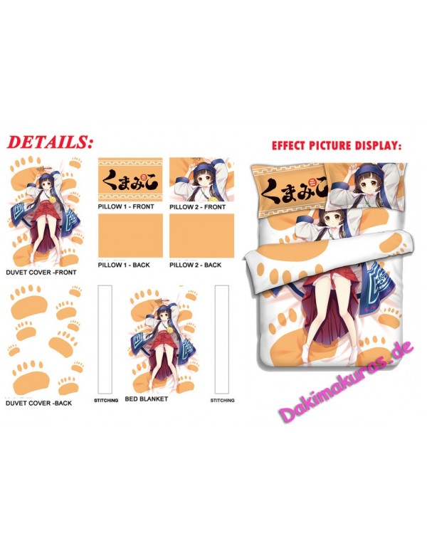 Machi Amayadori - Kuma Miko Girl Meets Bear Anime 4 Pieces Bedding Sets,Bed Sheet Duvet Covers