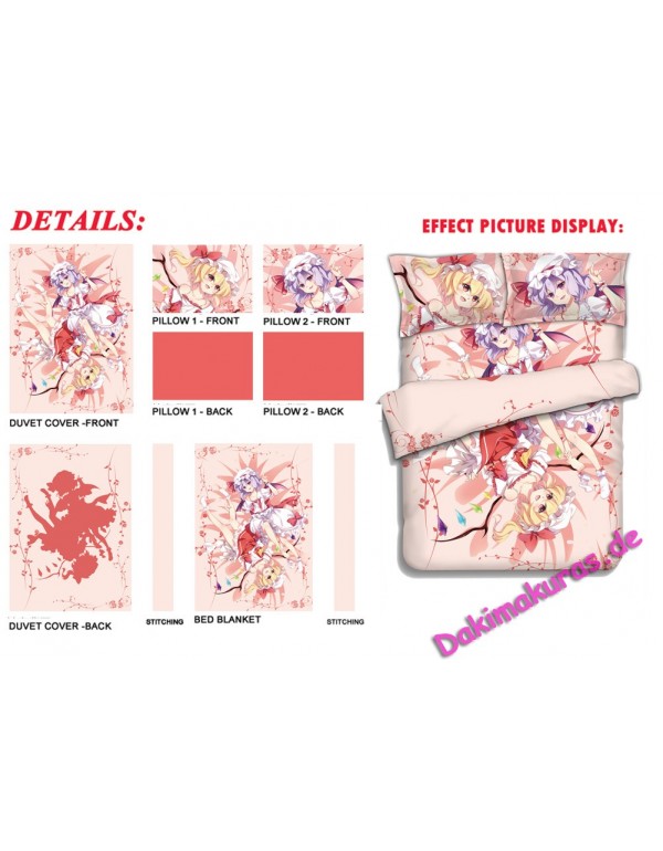 Flandre Scarlet Remilia Scarlet-Touhou Project Anime 4 Pieces Bedding Sets,Bed Sheet Duvet Cover