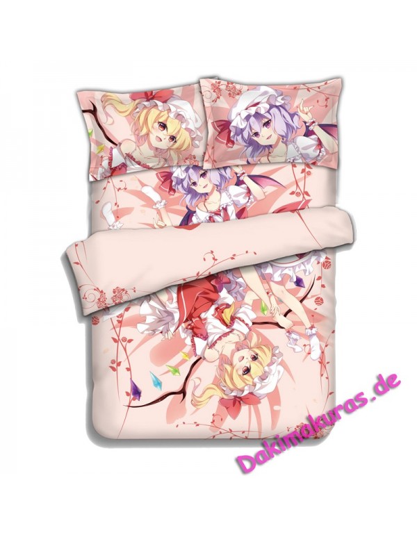 Flandre Scarlet Remilia Scarlet-Touhou Project Anime 4 Pieces Bedding Sets,Bed Sheet Duvet Cover