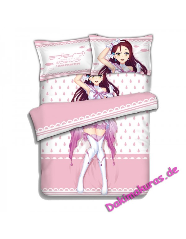 Sakurauchi Riko-LoveLive Sunshine Anime 4 Pieces Bettwäsche-Sets, Bettlaken Bettbezug mit Kissenbezüge