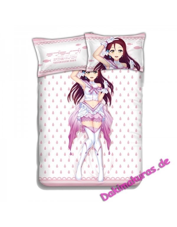 Sakurauchi Riko-LoveLive Sunshine Anime 4 Pieces Bettwäsche-Sets, Bettlaken Bettbezug mit Kissenbezüge