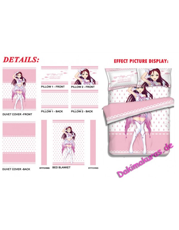 Sakurauchi Riko-LoveLive Sunshine Anime 4 Pieces Bettwäsche-Sets, Bettlaken Bettbezug mit Kissenbezüge