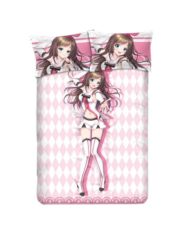 Kizuna Ai Anime 4 Pieces Bettwäsche-Sets, Bettlaken Bettbezug mit Kissenbezüge