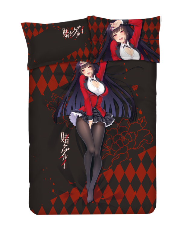 Yumeko Jabami - Kakegurui Anime 4 Pieces Bettwäsche-Sets, Bettlaken Bettbezug mit Kissenbezüge