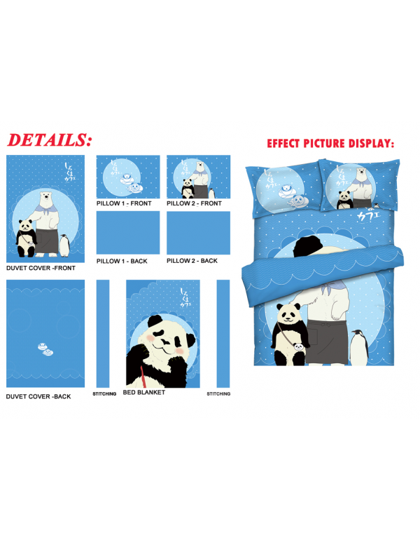 Panda - Shirokuma Cafeblue Anime Bettwäsche Duvet Cover with Pillow Covers