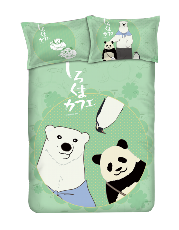 Panda - Shirokuma CafeGreen Anime Bettlaken Bettbe...