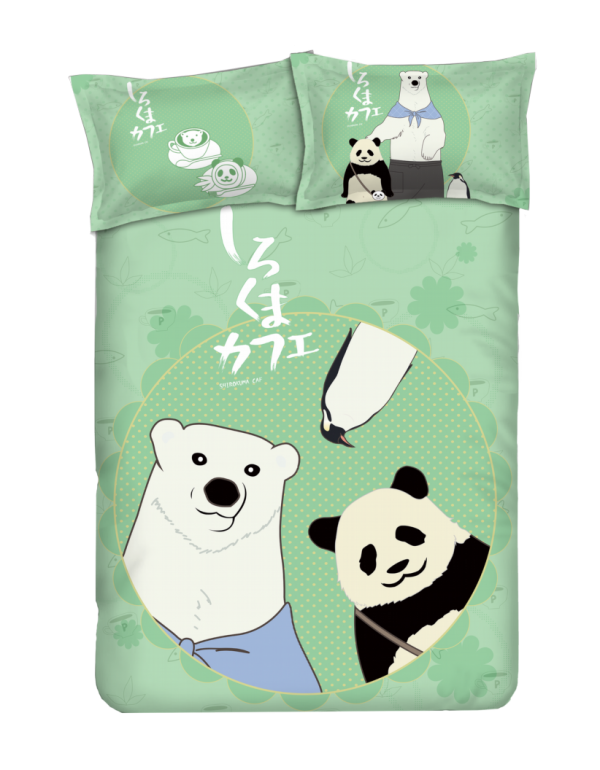 Panda - Shirokuma CafeGreen Anime Bettlaken Bettbezug mit Kissenbezüge