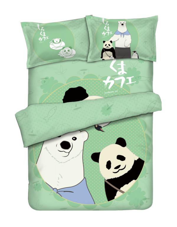 Panda - Shirokuma CafeGreen Anime Bettlaken Bettbezug mit Kissenbezüge