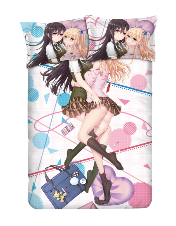 Mei Aihara and Yuzu Aihara - Citrus Anime 4 Pieces Bettwäsche-Sets, Bettlaken Bettbezug mit Kissenbezüge