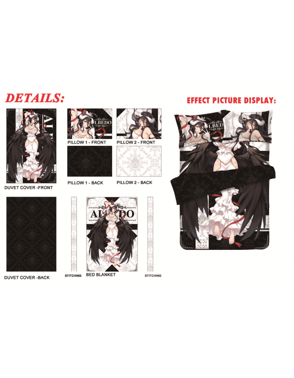 Albedo-Overlord Japanese Anime Bettwäsche Duvet Cover with Pillow Covers