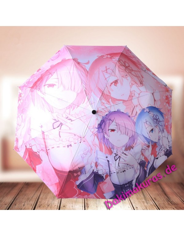 Ram Rem Re:Zero Waterproof Anti-UV Never Fade Foldable Anime Regenschirm