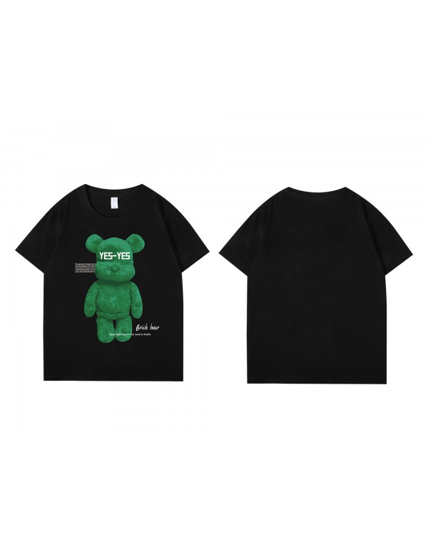 3D Green Bears 1 Kurzarm-T-Shirts für Damen und Herren, modisch bedruckte japanische Luxus-Tops