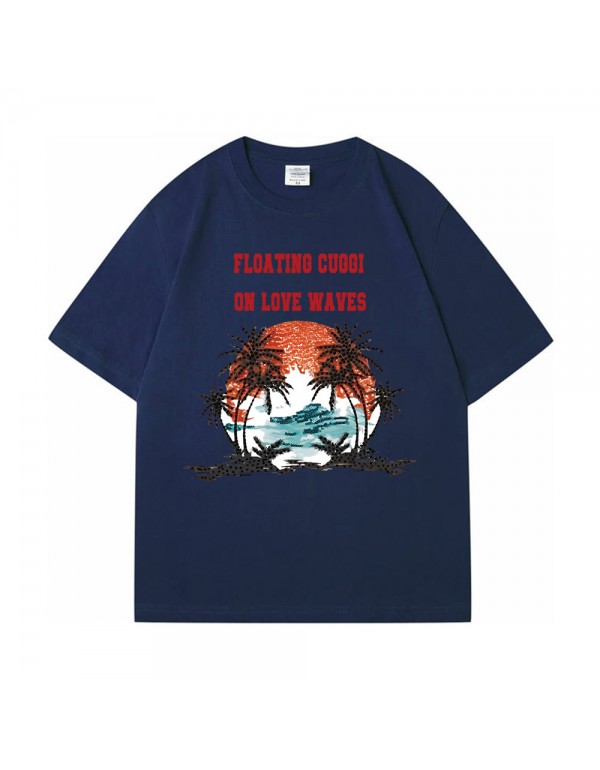 Sunset Coconut Forest blue Kurzarm-T-Shirts für D...
