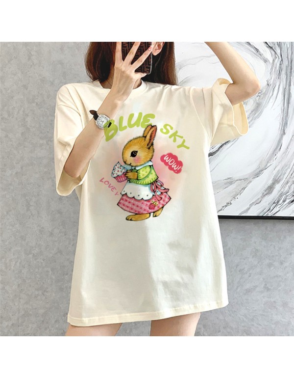 Pastoral Bunny beige Kurzarm-T-Shirts für Damen u...