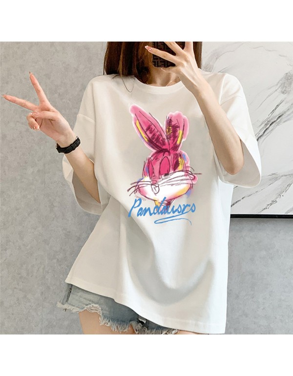 Watercolor Graffiti Rabbit 2 Kurzarm-T-Shirts für...