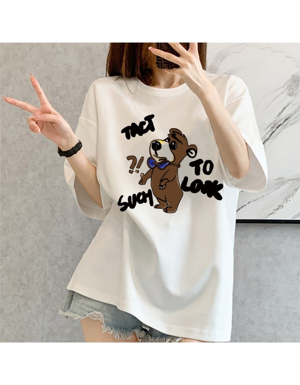 Cute Bear 1 Kurzarm-T-Shirts für Damen und Herren, modisch bedruckte japanische Luxus-Tops