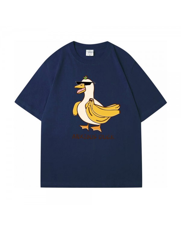 ANXIOUS Duck 2 Kurzarm-T-Shirts für Damen und Herren, modisch bedruckte japanische Luxus-Tops