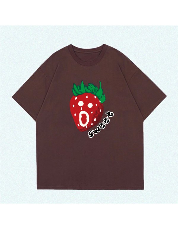 Sweet Strawberry 4 Kurzarm-T-Shirts für Damen und Herren, modisch bedruckte japanische Luxus-Tops